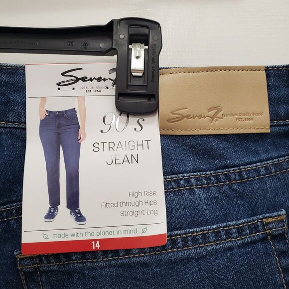Seven7 90's Straight Jean Woman's‎ Dark Wash High Rise Relaxed Denim NWT Plus 14 - Picture 4 of 8